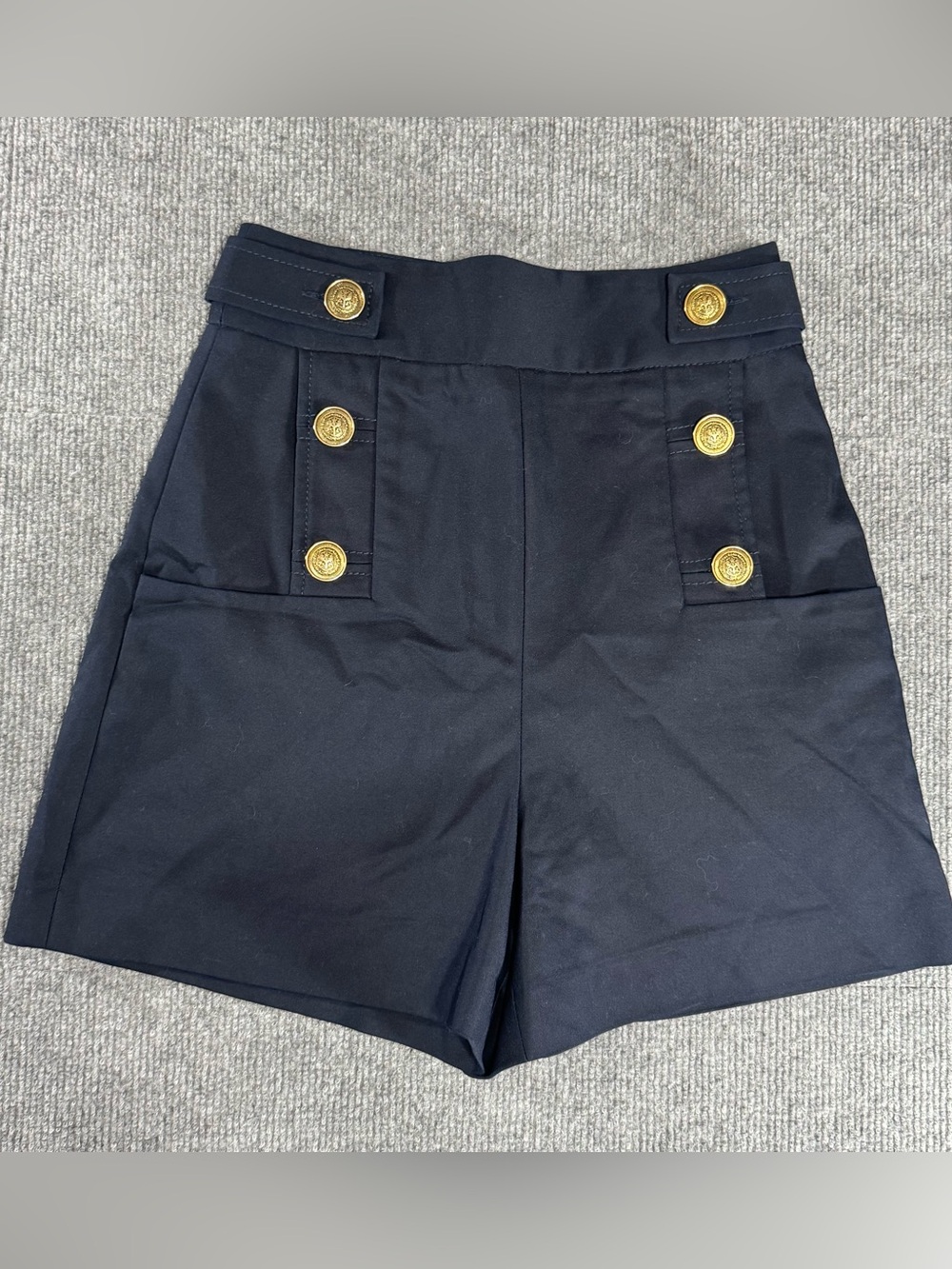 Zara Navy High Waisted Shorts Old Money coastal Chic Collegiate School Girl XS